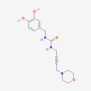 molecular formula C18H25N3O4 B6504441 3-[(3,4-dimethoxyphenyl)methyl]-1-[4-(morpholin-4-yl)but-2-yn-1-yl]urea CAS No. 1396800-22-8