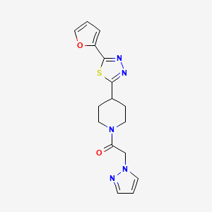 molecular formula C16H17N5O2S B6504523 1-{4-[5-(furan-2-yl)-1,3,4-thiadiazol-2-yl]piperidin-1-yl}-2-(1H-pyrazol-1-yl)ethan-1-one CAS No. 1396807-48-9