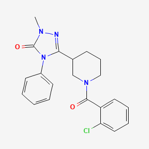 molecular formula C21H21ClN4O2 B6504549 3-[1-(2-chlorobenzoyl)piperidin-3-yl]-1-methyl-4-phenyl-4,5-dihydro-1H-1,2,4-triazol-5-one CAS No. 1421585-09-2