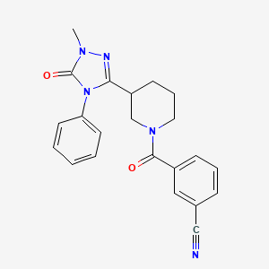 molecular formula C22H21N5O2 B6504554 3-[3-(1-methyl-5-oxo-4-phenyl-4,5-dihydro-1H-1,2,4-triazol-3-yl)piperidine-1-carbonyl]benzonitrile CAS No. 1396687-07-2