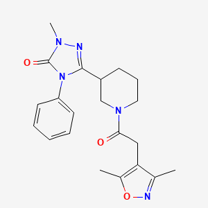 molecular formula C21H25N5O3 B6504560 3-{1-[2-(3,5-dimethyl-1,2-oxazol-4-yl)acetyl]piperidin-3-yl}-1-methyl-4-phenyl-4,5-dihydro-1H-1,2,4-triazol-5-one CAS No. 1396758-08-9