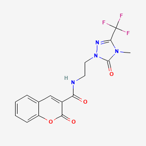 molecular formula C16H13F3N4O4 B6504566 N-{2-[4-methyl-5-oxo-3-(trifluoromethyl)-4,5-dihydro-1H-1,2,4-triazol-1-yl]ethyl}-2-oxo-2H-chromene-3-carboxamide CAS No. 1421476-34-7