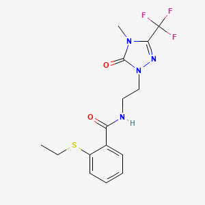 molecular formula C15H17F3N4O2S B6504568 2-(ethylsulfanyl)-N-{2-[4-methyl-5-oxo-3-(trifluoromethyl)-4,5-dihydro-1H-1,2,4-triazol-1-yl]ethyl}benzamide CAS No. 1421525-07-6