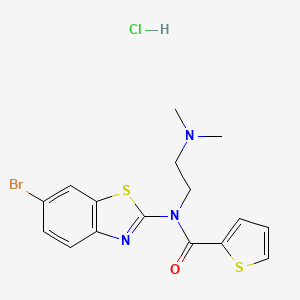 molecular formula C16H17BrClN3OS2 B6504592 N-(6-bromo-1,3-benzothiazol-2-yl)-N-[2-(dimethylamino)ethyl]thiophene-2-carboxamide hydrochloride CAS No. 1216961-45-3