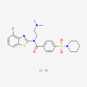 molecular formula C23H28ClFN4O3S2 B6504605 N-[2-(dimethylamino)ethyl]-N-(4-fluoro-1,3-benzothiazol-2-yl)-4-(piperidine-1-sulfonyl)benzamide hydrochloride CAS No. 1215321-47-3