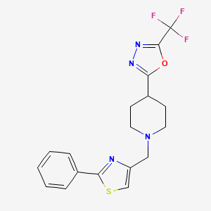 molecular formula C18H17F3N4OS B6504619 1-[(2-phenyl-1,3-thiazol-4-yl)methyl]-4-[5-(trifluoromethyl)-1,3,4-oxadiazol-2-yl]piperidine CAS No. 1396861-79-2