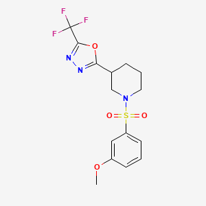 molecular formula C15H16F3N3O4S B6504656 1-(3-methoxybenzenesulfonyl)-3-[5-(trifluoromethyl)-1,3,4-oxadiazol-2-yl]piperidine CAS No. 1396808-42-6