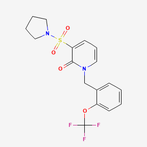 molecular formula C17H17F3N2O4S B6504706 3-(pyrrolidine-1-sulfonyl)-1-{[2-(trifluoromethoxy)phenyl]methyl}-1,2-dihydropyridin-2-one CAS No. 1396855-29-0