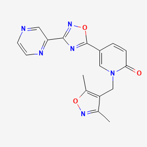 molecular formula C17H14N6O3 B6504734 1-[(3,5-dimethyl-1,2-oxazol-4-yl)methyl]-5-[3-(pyrazin-2-yl)-1,2,4-oxadiazol-5-yl]-1,2-dihydropyridin-2-one CAS No. 1396857-00-3