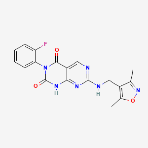 molecular formula C18H15FN6O3 B6504757 7-{[(3,5-dimethyl-1,2-oxazol-4-yl)methyl]amino}-3-(2-fluorophenyl)-1H,2H,3H,4H-[1,3]diazino[4,5-d]pyrimidine-2,4-dione CAS No. 1421485-36-0