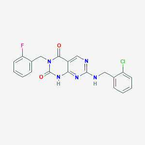 molecular formula C20H15ClFN5O2 B6504760 7-{[(2-chlorophenyl)methyl]amino}-3-[(2-fluorophenyl)methyl]-1H,2H,3H,4H-[1,3]diazino[4,5-d]pyrimidine-2,4-dione CAS No. 1421476-83-6
