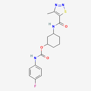 molecular formula C17H19FN4O3S B6504791 3-(4-methyl-1,2,3-thiadiazole-5-amido)cyclohexyl N-(4-fluorophenyl)carbamate CAS No. 1351646-75-7