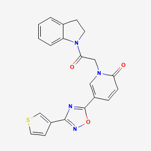 molecular formula C21H16N4O3S B6504803 1-[2-(2,3-dihydro-1H-indol-1-yl)-2-oxoethyl]-5-[3-(thiophen-3-yl)-1,2,4-oxadiazol-5-yl]-1,2-dihydropyridin-2-one CAS No. 1421533-24-5