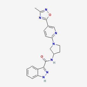 molecular formula C20H19N7O2 B6504814 N-{1-[5-(3-methyl-1,2,4-oxadiazol-5-yl)pyridin-2-yl]pyrrolidin-3-yl}-1H-indazole-3-carboxamide CAS No. 1396810-95-9