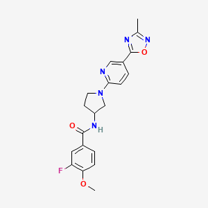 molecular formula C20H20FN5O3 B6504819 3-fluoro-4-methoxy-N-{1-[5-(3-methyl-1,2,4-oxadiazol-5-yl)pyridin-2-yl]pyrrolidin-3-yl}benzamide CAS No. 1396774-41-6