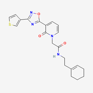 molecular formula C21H22N4O3S B6504846 N-[2-(cyclohex-1-en-1-yl)ethyl]-2-{2-oxo-3-[3-(thiophen-3-yl)-1,2,4-oxadiazol-5-yl]-1,2-dihydropyridin-1-yl}acetamide CAS No. 1396858-83-5