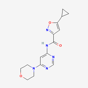 molecular formula C15H17N5O3 B6504897 5-cyclopropyl-N-[6-(morpholin-4-yl)pyrimidin-4-yl]-1,2-oxazole-3-carboxamide CAS No. 1396673-32-7