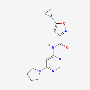 molecular formula C15H17N5O2 B6504913 5-cyclopropyl-N-[6-(pyrrolidin-1-yl)pyrimidin-4-yl]-1,2-oxazole-3-carboxamide CAS No. 1396812-27-3