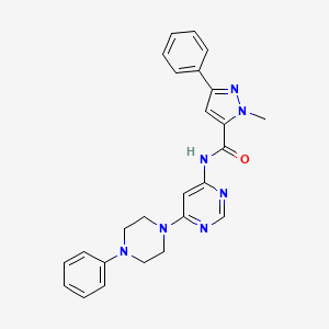 molecular formula C25H25N7O B6504920 1-methyl-3-phenyl-N-[6-(4-phenylpiperazin-1-yl)pyrimidin-4-yl]-1H-pyrazole-5-carboxamide CAS No. 1396673-48-5