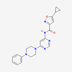 molecular formula C21H22N6O2 B6504922 5-cyclopropyl-N-[6-(4-phenylpiperazin-1-yl)pyrimidin-4-yl]-1,2-oxazole-3-carboxamide CAS No. 1396812-51-3