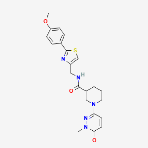 molecular formula C22H25N5O3S B6504987 N-{[2-(4-methoxyphenyl)-1,3-thiazol-4-yl]methyl}-1-(1-methyl-6-oxo-1,6-dihydropyridazin-3-yl)piperidine-3-carboxamide CAS No. 1396850-76-2