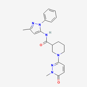 molecular formula C21H24N6O2 B6504991 N-(3-methyl-1-phenyl-1H-pyrazol-5-yl)-1-(1-methyl-6-oxo-1,6-dihydropyridazin-3-yl)piperidine-3-carboxamide CAS No. 1421584-62-4