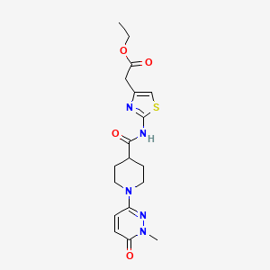 ethyl 2-{2-[1-(1-methyl-6-oxo-1,6-dihydropyridazin-3-yl)piperidine-4-amido]-1,3-thiazol-4-yl}acetate