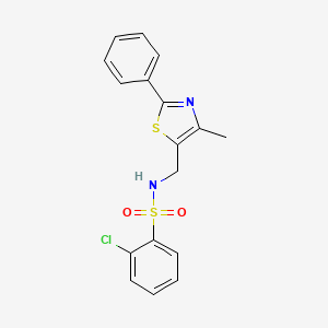 molecular formula C17H15ClN2O2S2 B6505001 2-chloro-N-[(4-methyl-2-phenyl-1,3-thiazol-5-yl)methyl]benzene-1-sulfonamide CAS No. 1396767-53-5