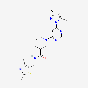 molecular formula C21H27N7OS B6505031 N-[(2,4-dimethyl-1,3-thiazol-5-yl)methyl]-1-[6-(3,5-dimethyl-1H-pyrazol-1-yl)pyrimidin-4-yl]piperidine-3-carboxamide CAS No. 1421530-42-8