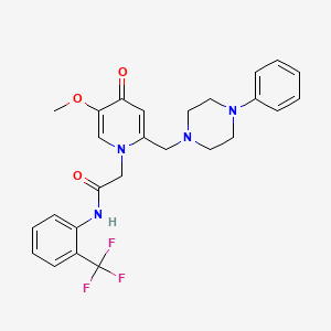 molecular formula C26H27F3N4O3 B6505114 2-{5-methoxy-4-oxo-2-[(4-phenylpiperazin-1-yl)methyl]-1,4-dihydropyridin-1-yl}-N-[2-(trifluoromethyl)phenyl]acetamide CAS No. 921478-72-0