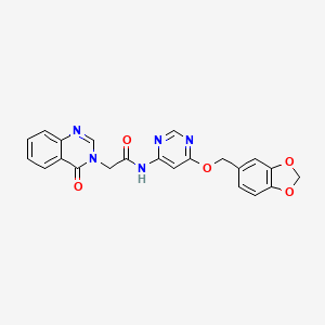 N-{6-[(2H-1,3-benzodioxol-5-yl)methoxy]pyrimidin-4-yl}-2-(4-oxo-3,4-dihydroquinazolin-3-yl)acetamide