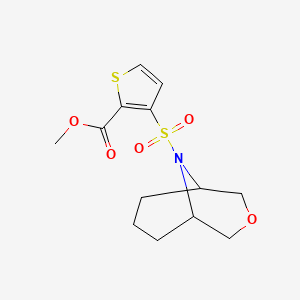 molecular formula C13H17NO5S2 B6505140 methyl 3-{3-oxa-9-azabicyclo[3.3.1]nonane-9-sulfonyl}thiophene-2-carboxylate CAS No. 1421490-65-4