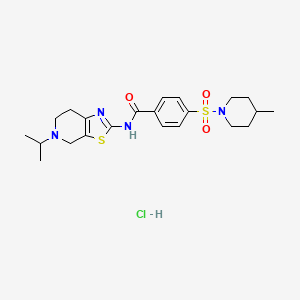 molecular formula C22H31ClN4O3S2 B6505150 4-[(4-methylpiperidin-1-yl)sulfonyl]-N-[5-(propan-2-yl)-4H,5H,6H,7H-[1,3]thiazolo[5,4-c]pyridin-2-yl]benzamide hydrochloride CAS No. 1327496-97-8