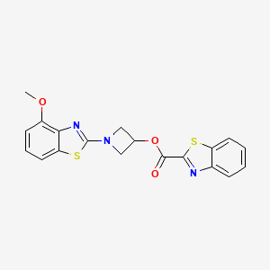 molecular formula C19H15N3O3S2 B6505164 1-(4-methoxy-1,3-benzothiazol-2-yl)azetidin-3-yl 1,3-benzothiazole-2-carboxylate CAS No. 1396625-96-9