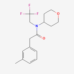 2-(3-methylphenyl)-N-(oxan-4-yl)-N-(2,2,2-trifluoroethyl)acetamide
