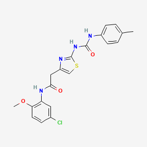 molecular formula C20H19ClN4O3S B6505206 N-(5-chloro-2-methoxyphenyl)-2-(2-{[(4-methylphenyl)carbamoyl]amino}-1,3-thiazol-4-yl)acetamide CAS No. 921484-30-2
