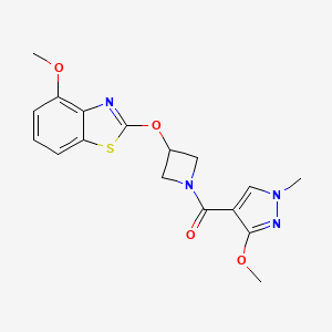 molecular formula C17H18N4O4S B6505226 4-methoxy-2-{[1-(3-methoxy-1-methyl-1H-pyrazole-4-carbonyl)azetidin-3-yl]oxy}-1,3-benzothiazole CAS No. 1421449-14-0