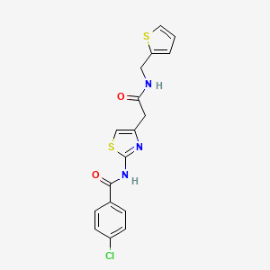 molecular formula C17H14ClN3O2S2 B6505267 4-chloro-N-[4-({[(thiophen-2-yl)methyl]carbamoyl}methyl)-1,3-thiazol-2-yl]benzamide CAS No. 921790-73-0