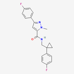 molecular formula C21H19F2N3O B6505286 3-(4-fluorophenyl)-N-{[1-(4-fluorophenyl)cyclopropyl]methyl}-1-methyl-1H-pyrazole-5-carboxamide CAS No. 1396863-08-3