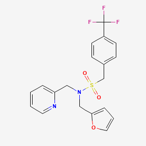 molecular formula C19H17F3N2O3S B6505293 N-[(furan-2-yl)methyl]-N-[(pyridin-2-yl)methyl]-1-[4-(trifluoromethyl)phenyl]methanesulfonamide CAS No. 1396859-03-2