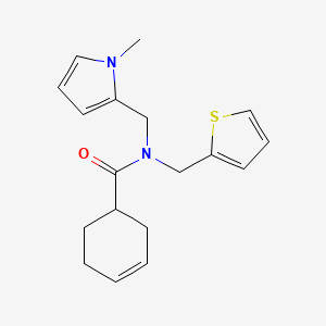 molecular formula C18H22N2OS B6505306 N-[(1-methyl-1H-pyrrol-2-yl)methyl]-N-[(thiophen-2-yl)methyl]cyclohex-3-ene-1-carboxamide CAS No. 1396859-47-4