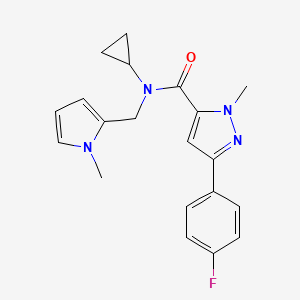 molecular formula C20H21FN4O B6505313 N-cyclopropyl-3-(4-fluorophenyl)-1-methyl-N-[(1-methyl-1H-pyrrol-2-yl)methyl]-1H-pyrazole-5-carboxamide CAS No. 1396868-96-4