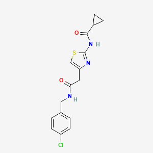 molecular formula C16H16ClN3O2S B6505329 N-[4-({[(4-chlorophenyl)methyl]carbamoyl}methyl)-1,3-thiazol-2-yl]cyclopropanecarboxamide CAS No. 923195-80-6