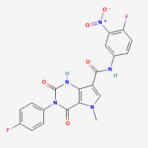molecular formula C20H13F2N5O5 B6505340 N-(4-fluoro-3-nitrophenyl)-3-(4-fluorophenyl)-5-methyl-2,4-dioxo-1H,2H,3H,4H,5H-pyrrolo[3,2-d]pyrimidine-7-carboxamide CAS No. 923243-34-9