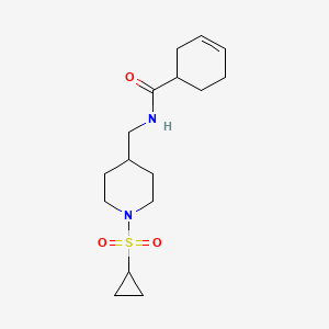 molecular formula C16H26N2O3S B6505343 N-{[1-(cyclopropanesulfonyl)piperidin-4-yl]methyl}cyclohex-3-ene-1-carboxamide CAS No. 1396633-28-5
