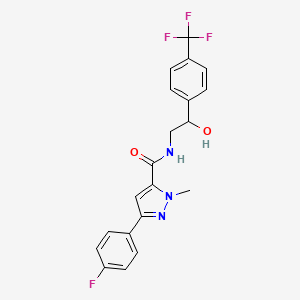 molecular formula C20H17F4N3O2 B6505353 3-(4-fluorophenyl)-N-(2-hydroxy-2-(4-(trifluoromethyl)phenyl)ethyl)-1-methyl-1H-pyrazole-5-carboxamide CAS No. 1421532-79-7
