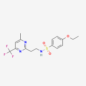 molecular formula C16H18F3N3O3S B6505376 4-ethoxy-N-{2-[4-methyl-6-(trifluoromethyl)pyrimidin-2-yl]ethyl}benzene-1-sulfonamide CAS No. 1396866-33-3