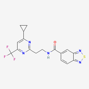 molecular formula C17H14F3N5OS B6505389 N-{2-[4-cyclopropyl-6-(trifluoromethyl)pyrimidin-2-yl]ethyl}-2,1,3-benzothiadiazole-5-carboxamide CAS No. 1396765-26-6
