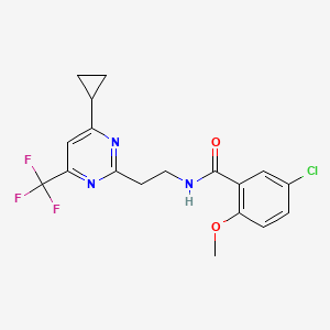 molecular formula C18H17ClF3N3O2 B6505391 5-chloro-N-{2-[4-cyclopropyl-6-(trifluoromethyl)pyrimidin-2-yl]ethyl}-2-methoxybenzamide CAS No. 1396849-61-8
