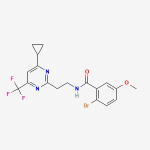 molecular formula C18H17BrF3N3O2 B6505397 2-bromo-N-{2-[4-cyclopropyl-6-(trifluoromethyl)pyrimidin-2-yl]ethyl}-5-methoxybenzamide CAS No. 1396871-26-3